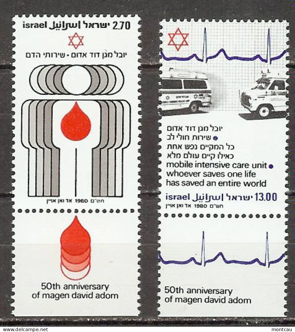 Israel 1980.  Cruz Roja Mi 819x-20x  (**) - Unused Stamps (with Tabs)