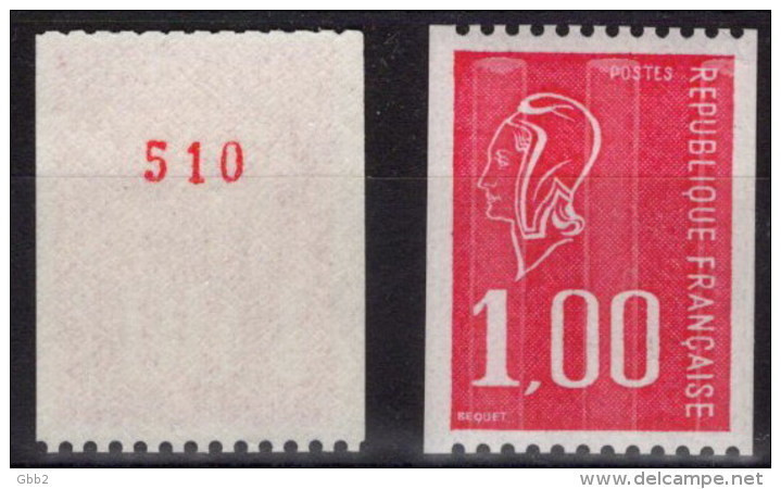 FRANCE - YT N° 1895a Marianne De BEQUET, 1,00 Rouge Provenant De Roulettes Avec N° Rouge, Voir Scan. Bas Prix RARE. - 1971-1976 Marianna Di Béquet