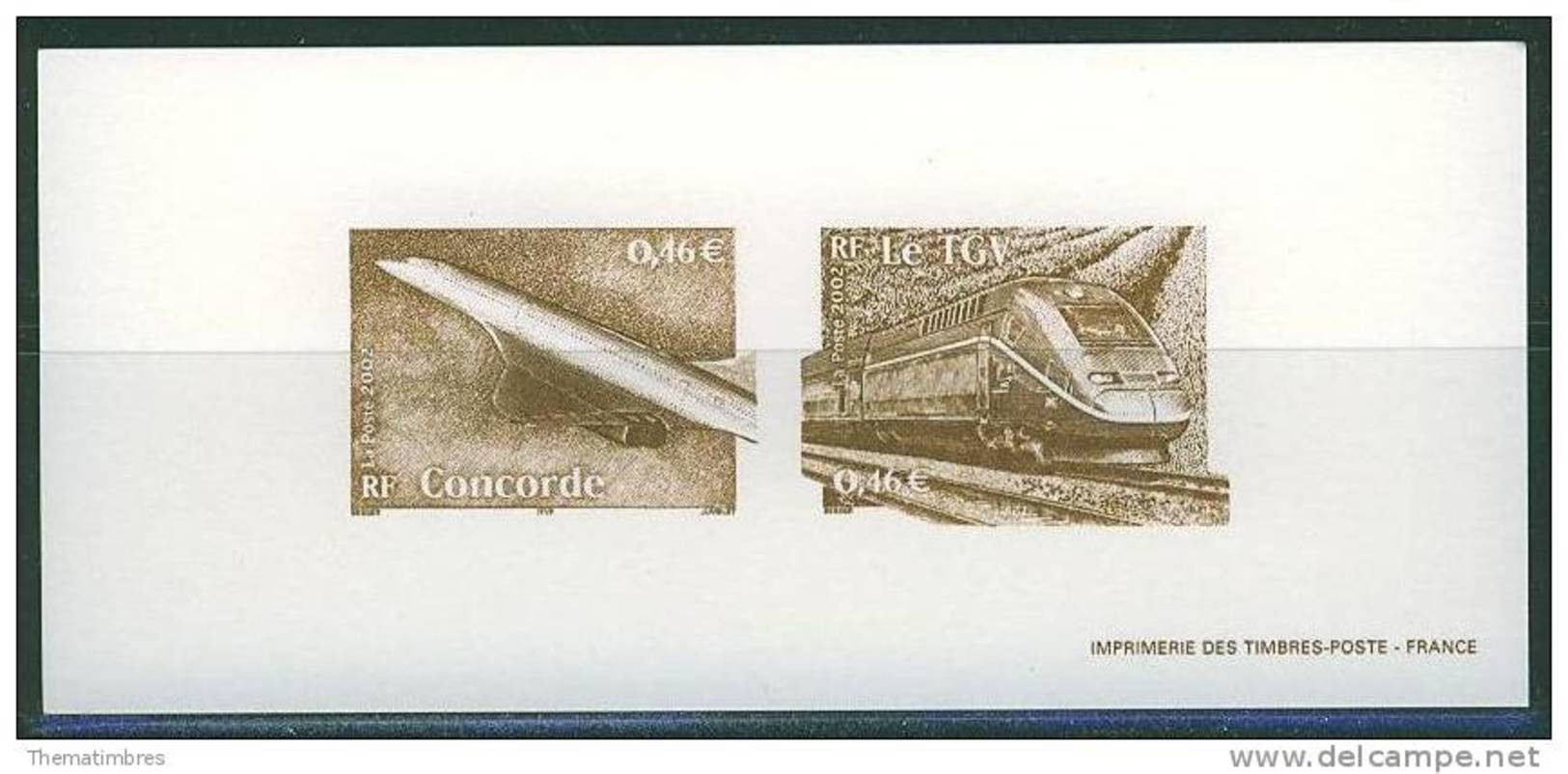 GRA3471 Concorde TGV Atlantique 3471 3475 France 2002 Gravure Officielle - Concorde