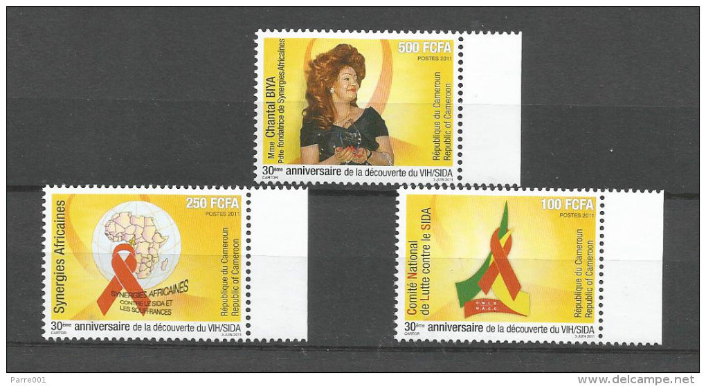 Cameroon Cameroun 20011 AIDS HIV SIDA Wife President Chantal Biya Foundation Yv. 928-930 Mint Set - Ziekte