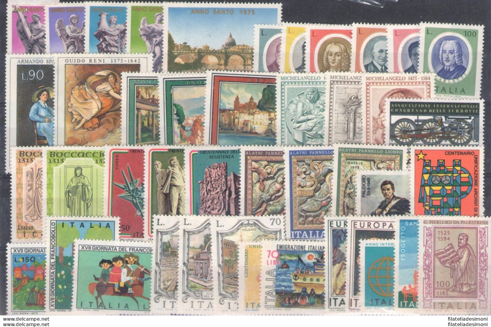 1975 Italia Repubblica, Annata Completa, Francobolli Nuovi, 43 Valori - MNH** - Vollständige Jahrgänge