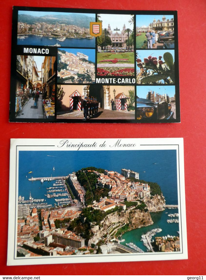 2 X Monaco - Luftbild - Yachthafen - Wappen - Principauté De Monaco - AK Mit Briefmarke - Multi-vues, Vues Panoramiques