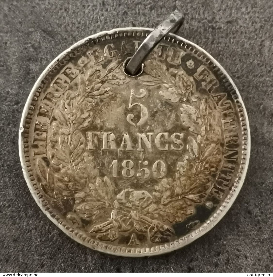 PENDENTIF 5 FRANCS CERES ARGENT 1850 A PARIS / II REPUBLIQUE / FRANCE / SILVER / PATINE - 5 Francs