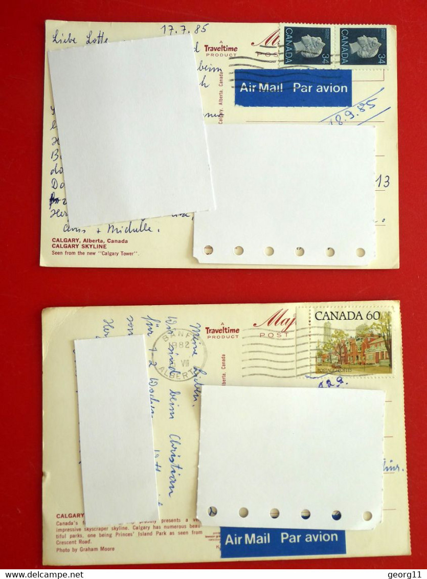 2 X Calgary - Sky Line - Alberta - Kanada - Postcard - Stamps - 1985 - 1982 - Calgary