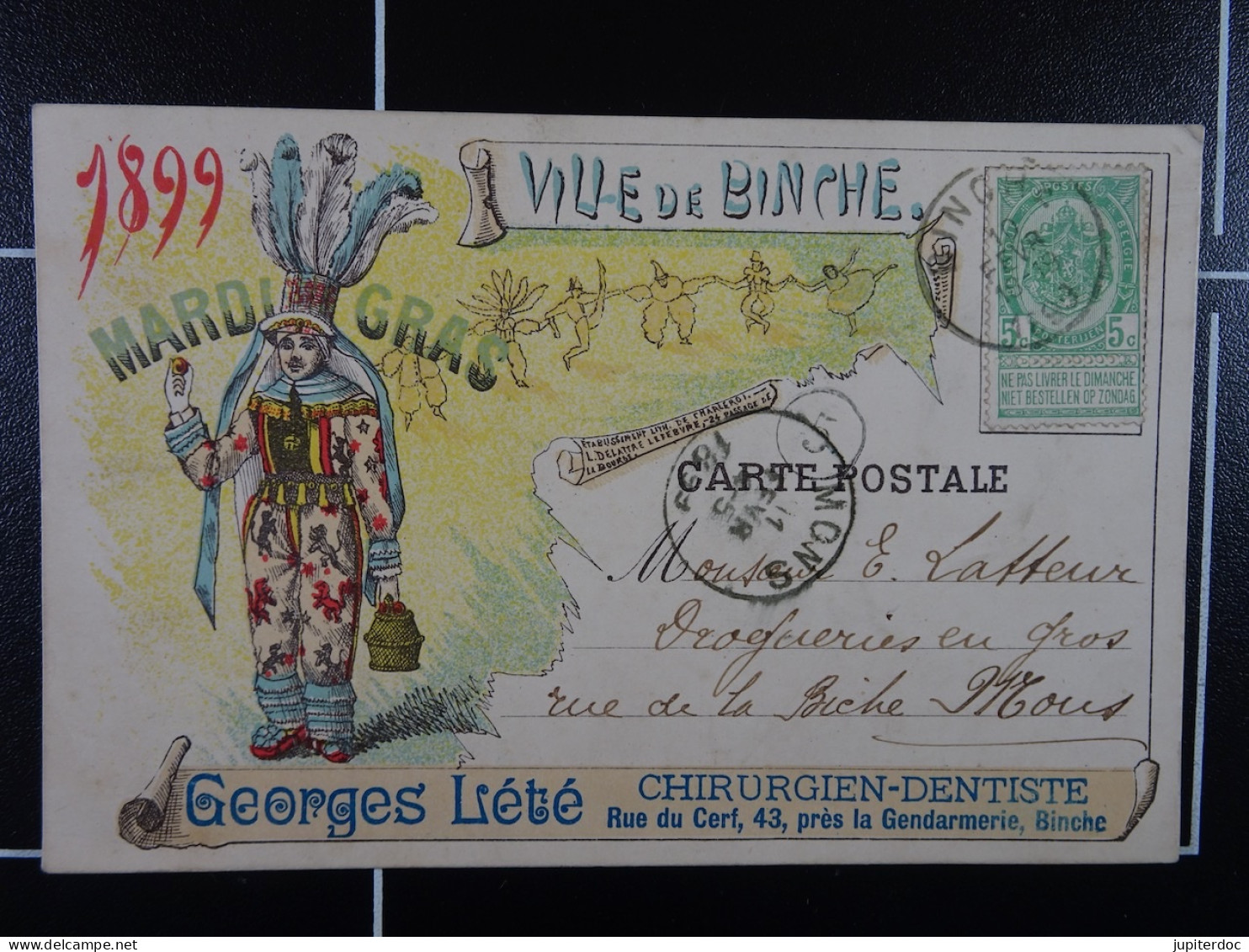 1899 Ville De Binche Mardi Gras Georges Lété Chirurgien-Dentiste - Binche