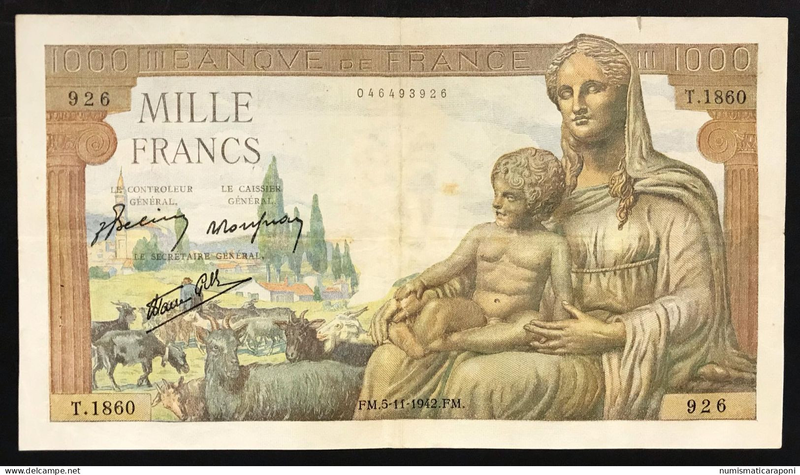 FRANCIA France 1000 Francs  05 11 1942 LOTTO 685 - 1 000 F 1945-1950 ''Minerve Et Hercule''