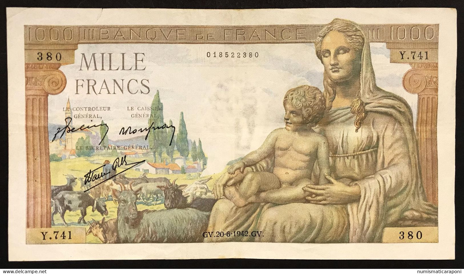 FRANCIA France 1000 Francs  20 06 1942 LOTTO 686 - 1 000 F 1945-1950 ''Minerve Et Hercule''