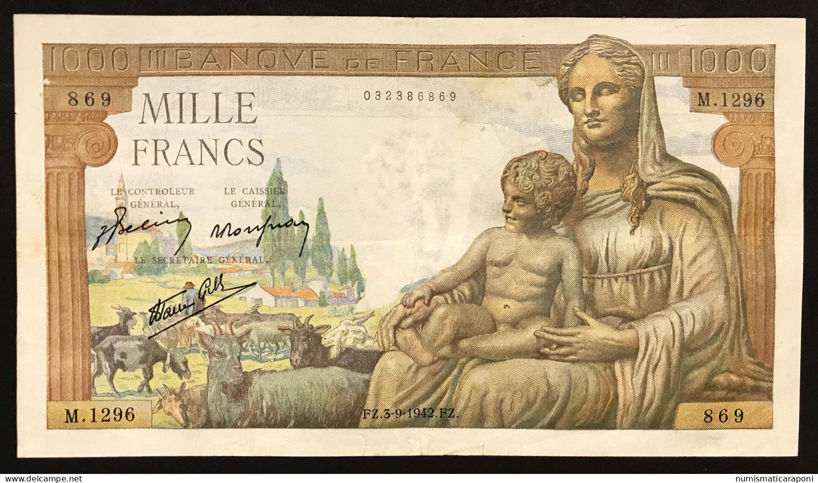 FRANCIA France 1000 Francs  03 09 1942 LOTTO 689 - 1 000 F 1945-1950 ''Minerve Et Hercule''