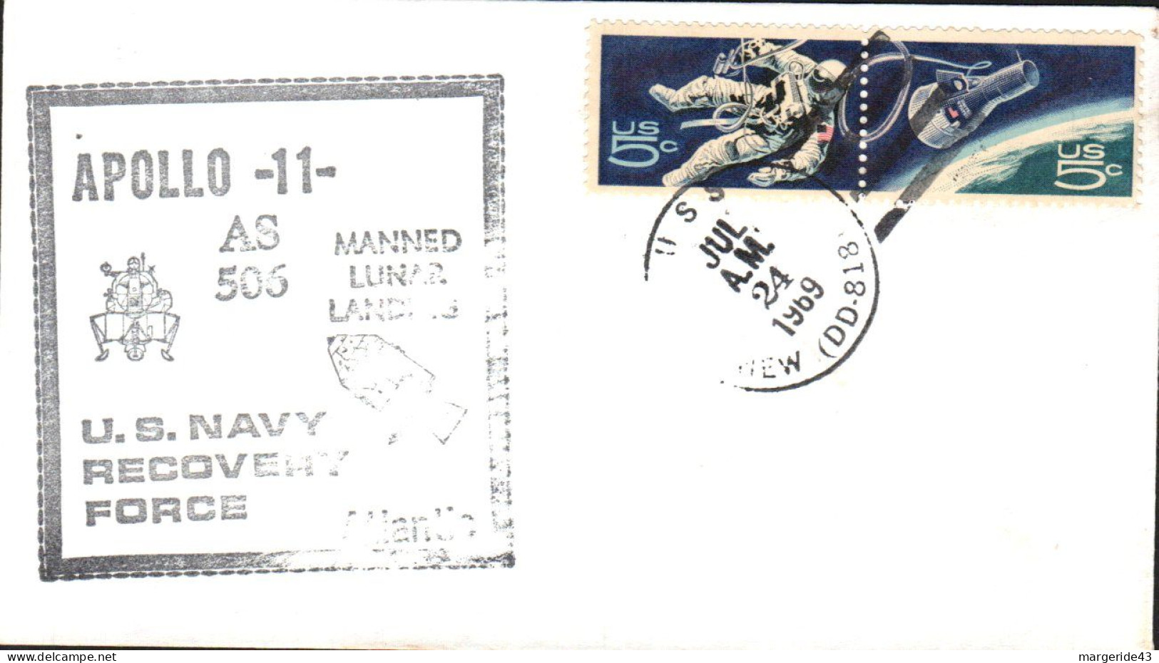 USA ETATS UNIS 1969 APOLLO 11 U S NAVY RECOVERY FORCE - Enveloppes évenementielles