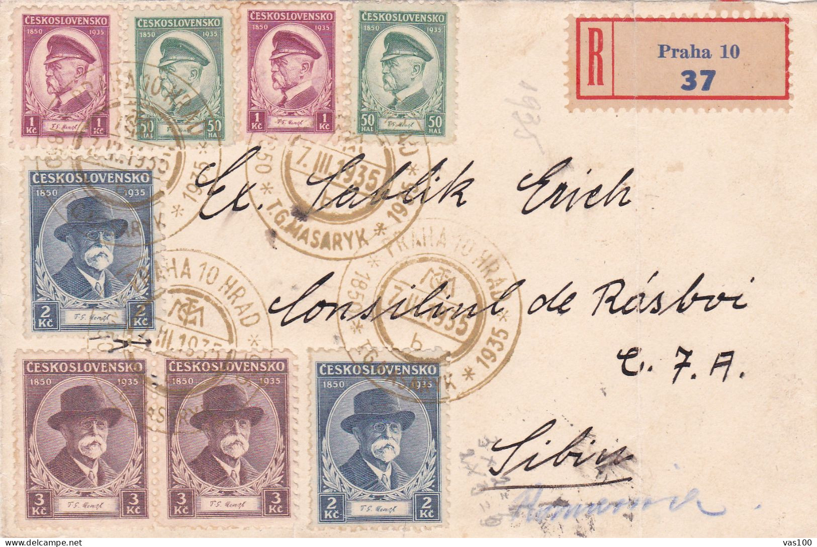 HISTORICAL DOCUMENTS HISTORICAL  FRAGMENT OF REGISTER  Covers  1935 CZECHOSLOVAKIA - Briefe U. Dokumente