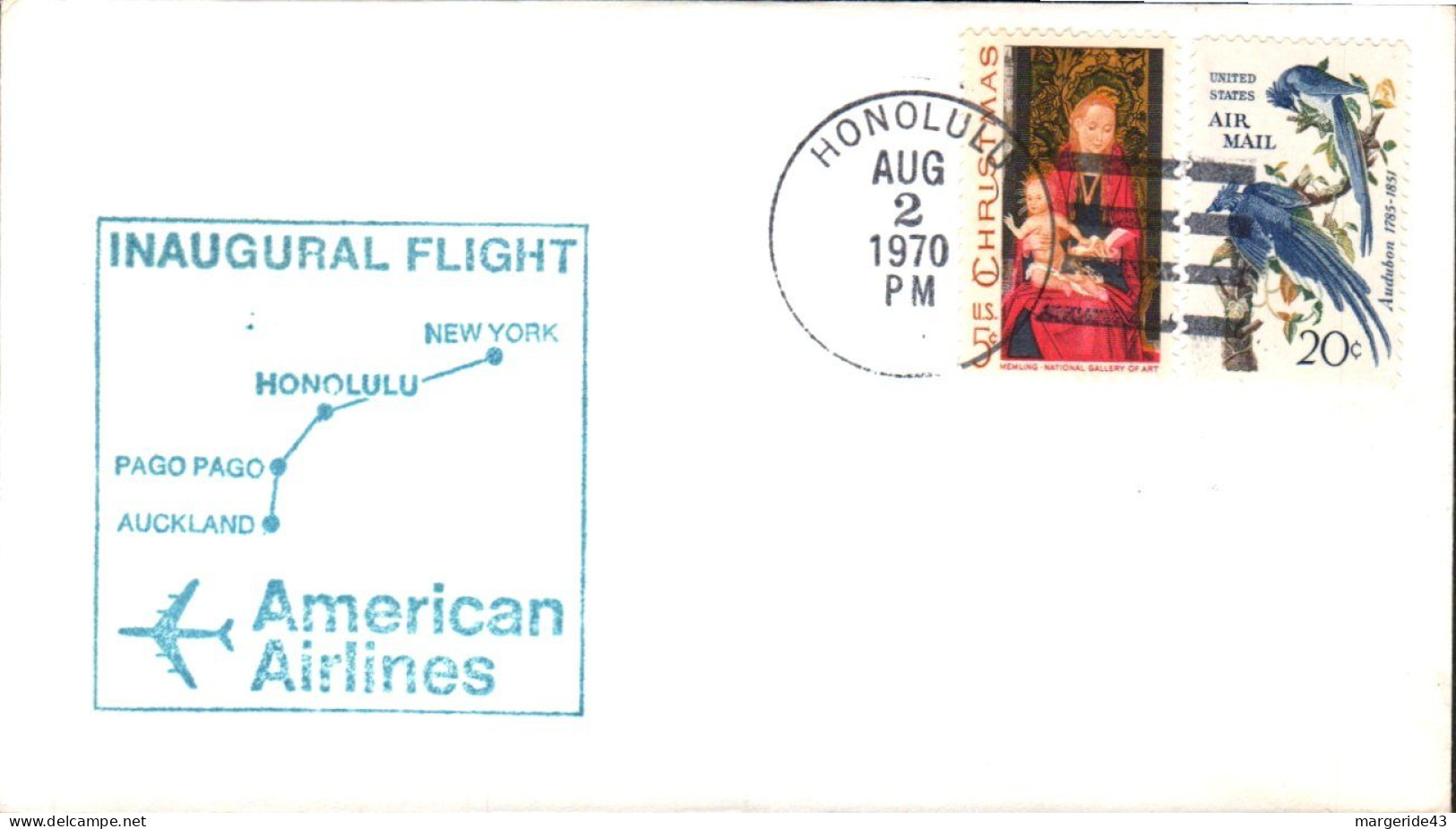 USA ETATS UNIS VOL INAUGURAL AMERICAN AIRLINES HONOLULU-AUCKLAND 1970 - Event Covers