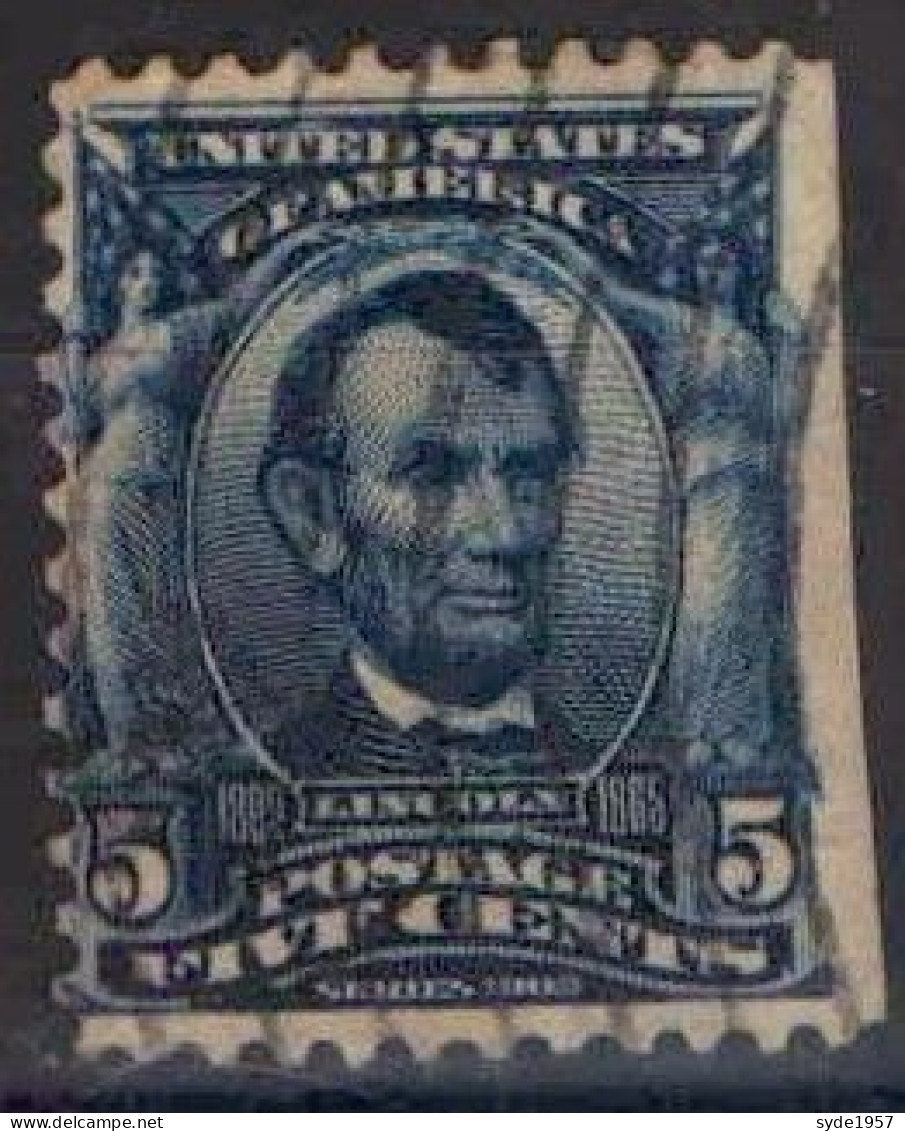 USA - 1902 -1903 Présidents Et Autres Personnes Célèbres  5cents Abraham Lincoln, 1809-1865, Côté Droit Non Dentelé - Gebruikt