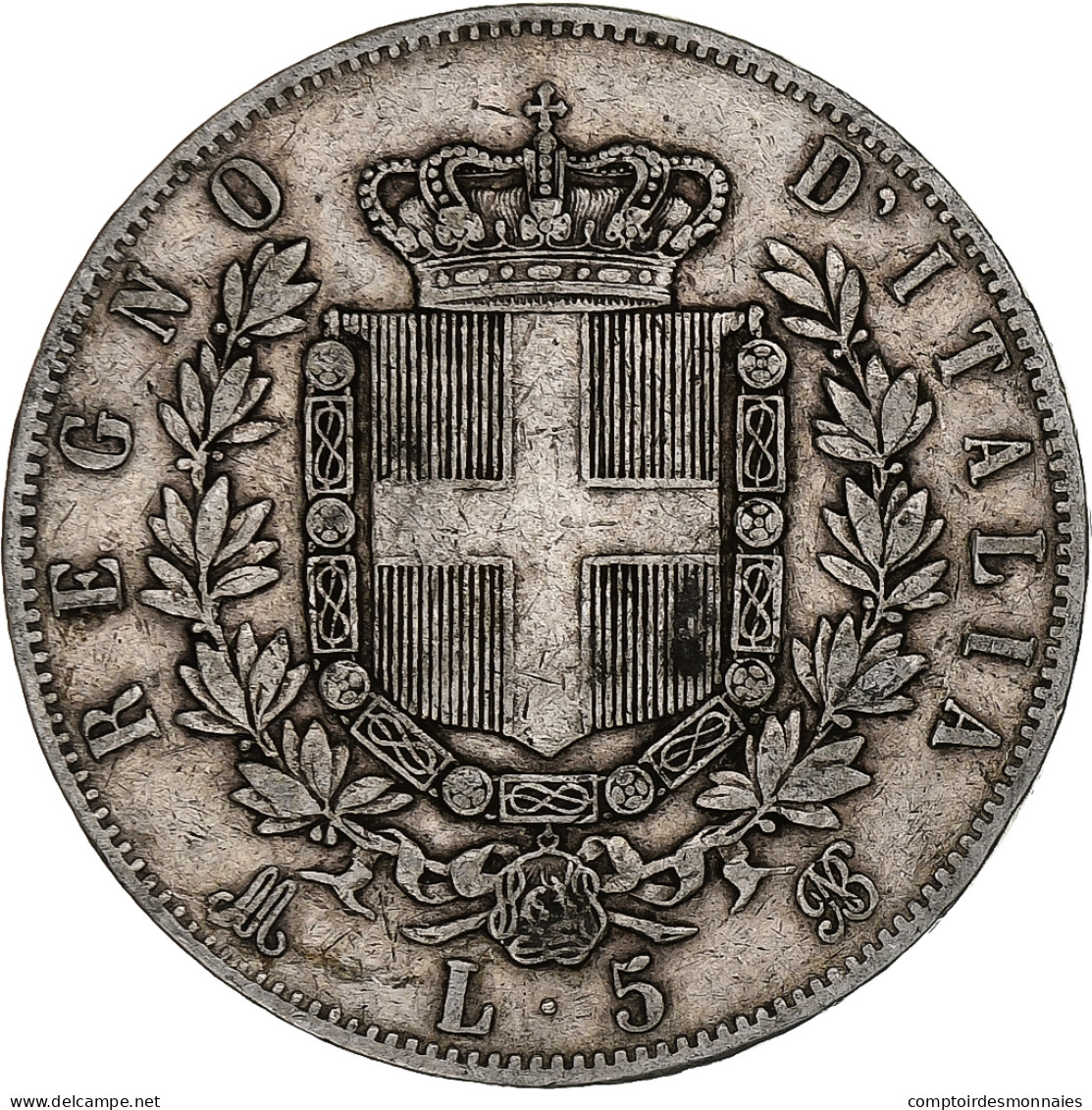 Monnaie, Italie, Vittorio Emanuele II, 5 Lire, 1873, Milan, TB, Argent, KM:8.3 - 1861-1878 : Victor Emmanuel II.