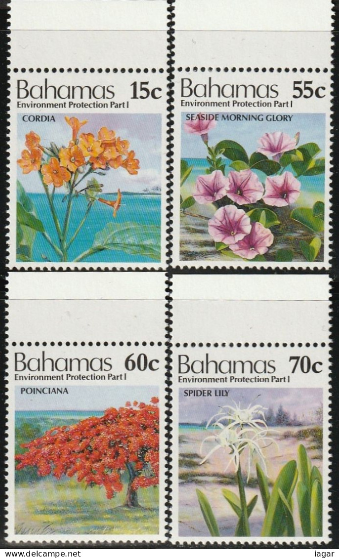 THEMATIC ENVIRONMENT PROTECTION:  FLOWERS. CORDIA,SEASIDE MORNING GLORY,POINCIANA,SPIDER LILY    -  BAHAMAS - Environment & Climate Protection