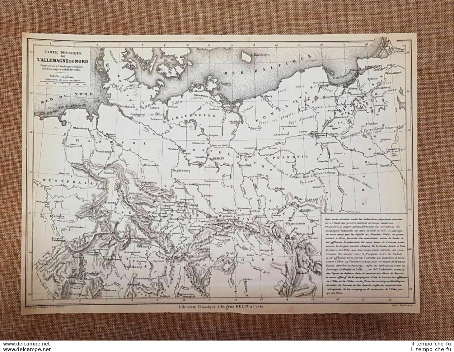 Carta Geografica O Mappa Dufour Del 1840 Germania O Allemagne Del Nord - Carte Geographique