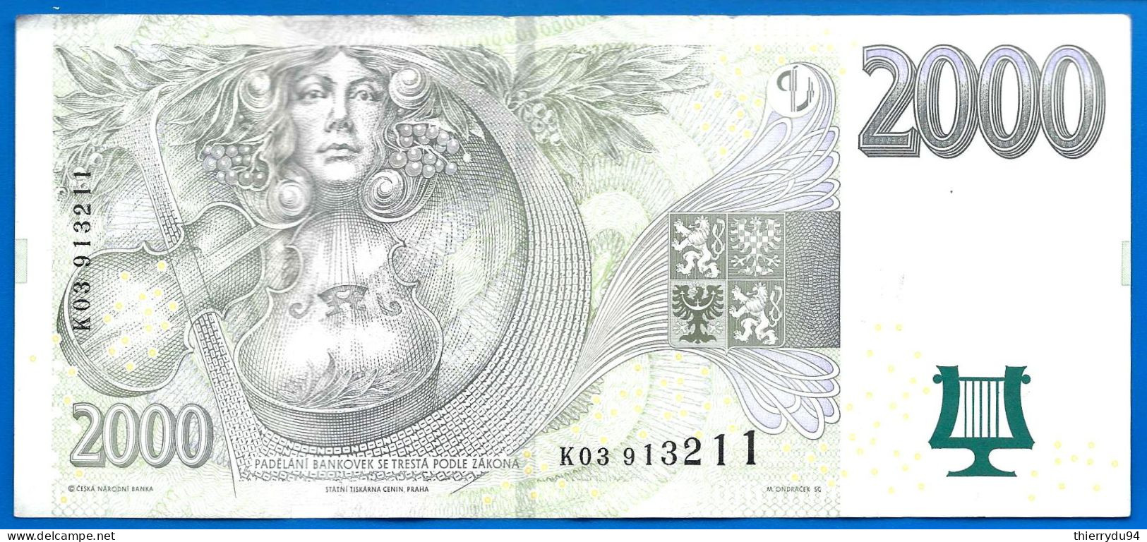 Republique Tcheque 2000 Couronnes 2007 Tchequie Que Prix + Port Korun Czech Republic Ceska - Tchéquie