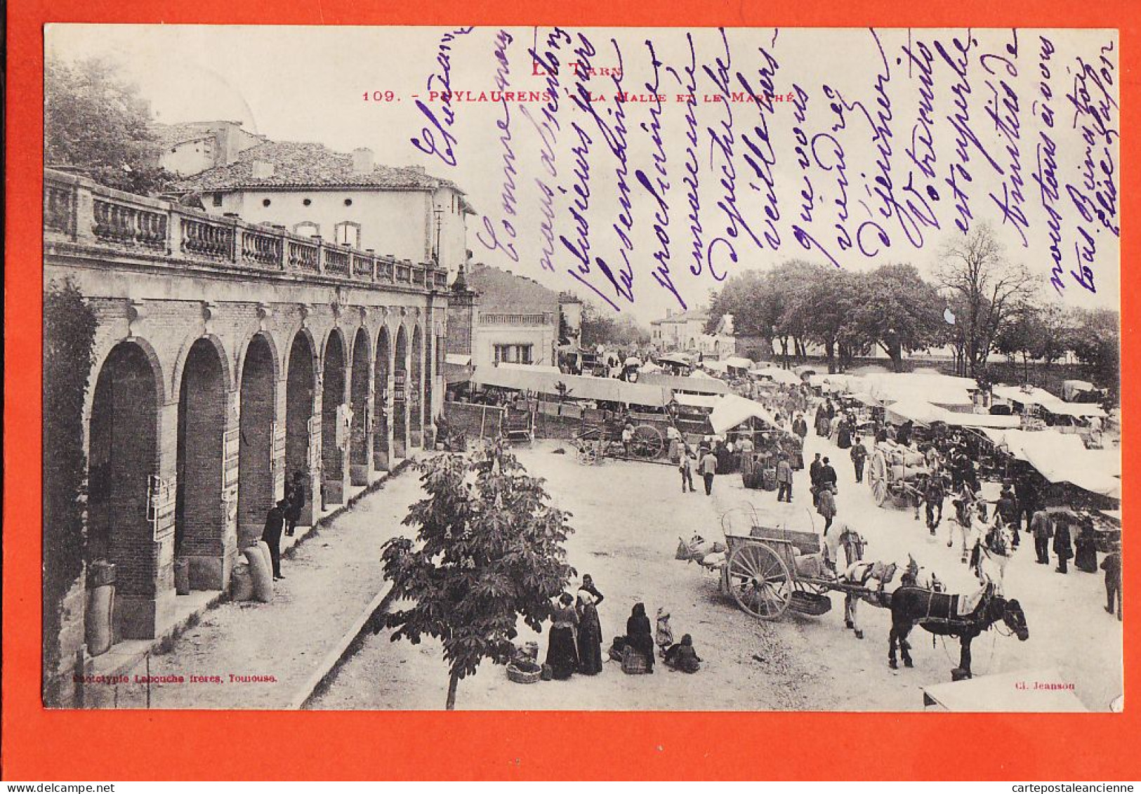 37799 / ⭐ PUYLAURENS 81-Tarn Halle Place Jour Marché 1903-Ernest ALBY Chateau Parisot Soual-LABOUCHE Cliché JEANSON 109 - Puylaurens