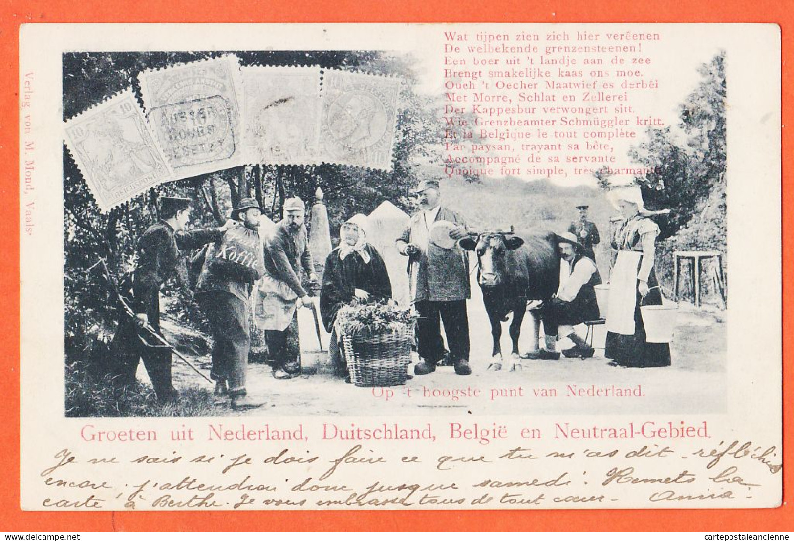 37568 / ⭐ ♥️ VAALS Groeten U. Nederland Duitschland België Neutraal-Gebied 1900 Berthe BERTRAND Rue Synagogue Arlon-MOND - Vaals