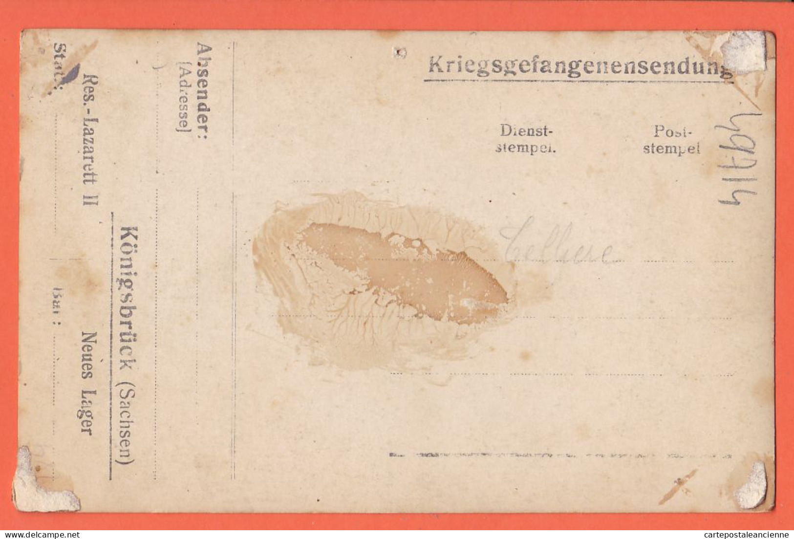 37918 / ⭐ ◉ ♥️ Rare Carte-Photo KÖNIGSBRÜCK Kriegsgefangenensendung LAZARETT II Obsèques TELLIERE ? Aciéries LONGWY  - Koenigsbrueck