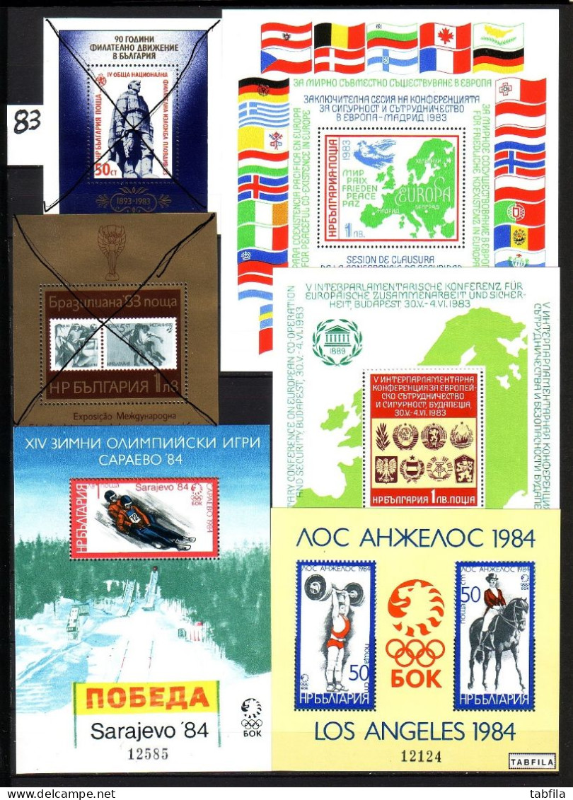 BULGARIA - 1983 - Comp.** MNH - Standart - Mi 3156/3240 Including  8 Bl's 131,32,33,34,35,36,37,38 + M/S 3193 MNH - Komplette Jahrgänge