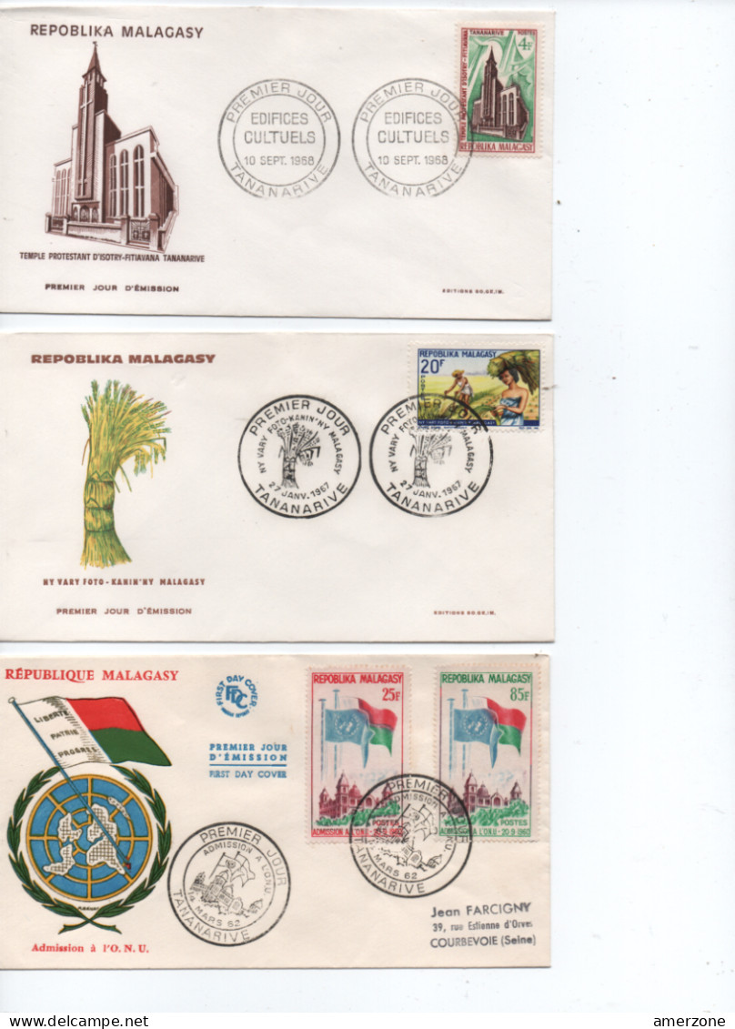 6 Enveloppes De  MADAGASPAR  Premiers  Jours D Emissions Et Des Timbres En Francs - Madagascar (1960-...)