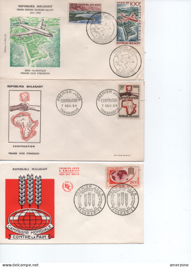 6 Enveloppes De  MADAGASPAR  Premiers  Jours D Emissions Et Des Timbres En Francs - Madagascar (1960-...)