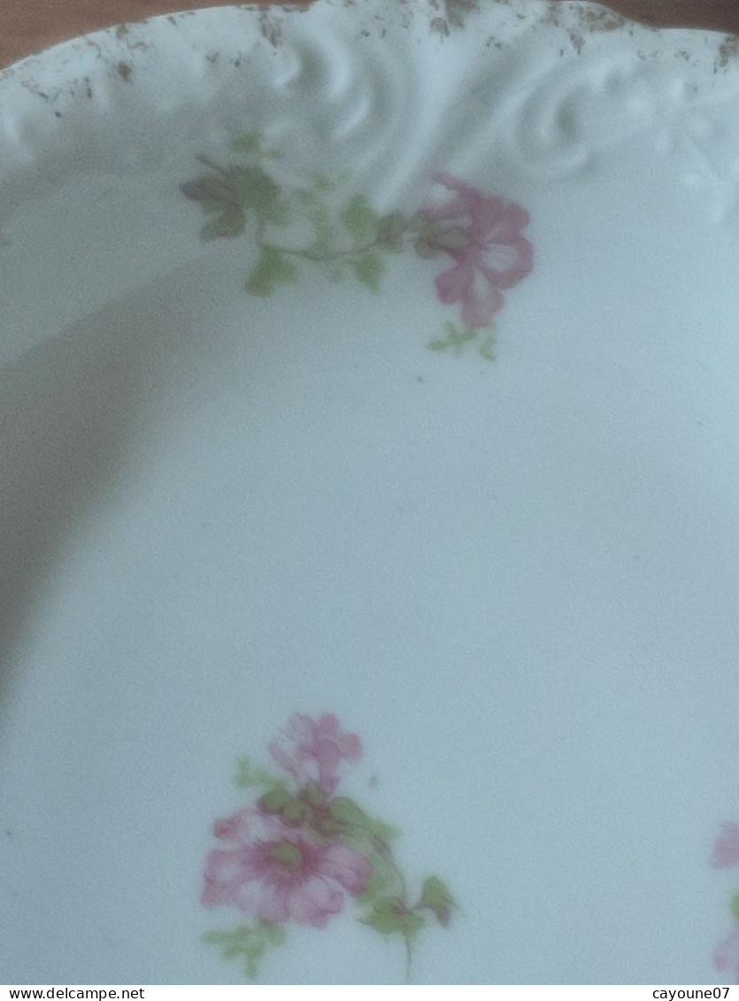 Belle suite de six coupelles à fruits en porcelaine décor floral  vers 1900 porcelaine française