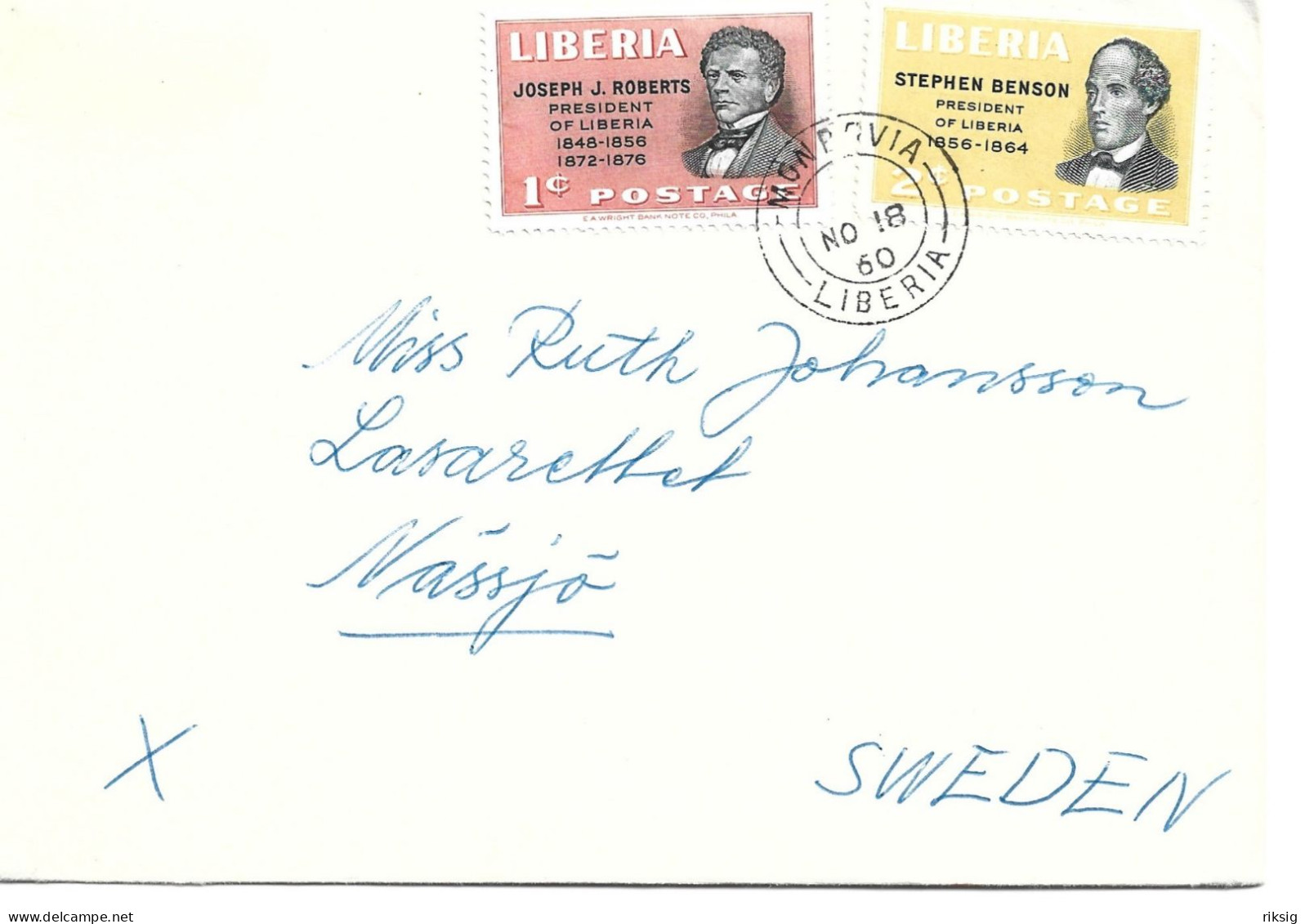 Liberia - Letter Sent To Sweden 1960.  H-2041 - Liberia