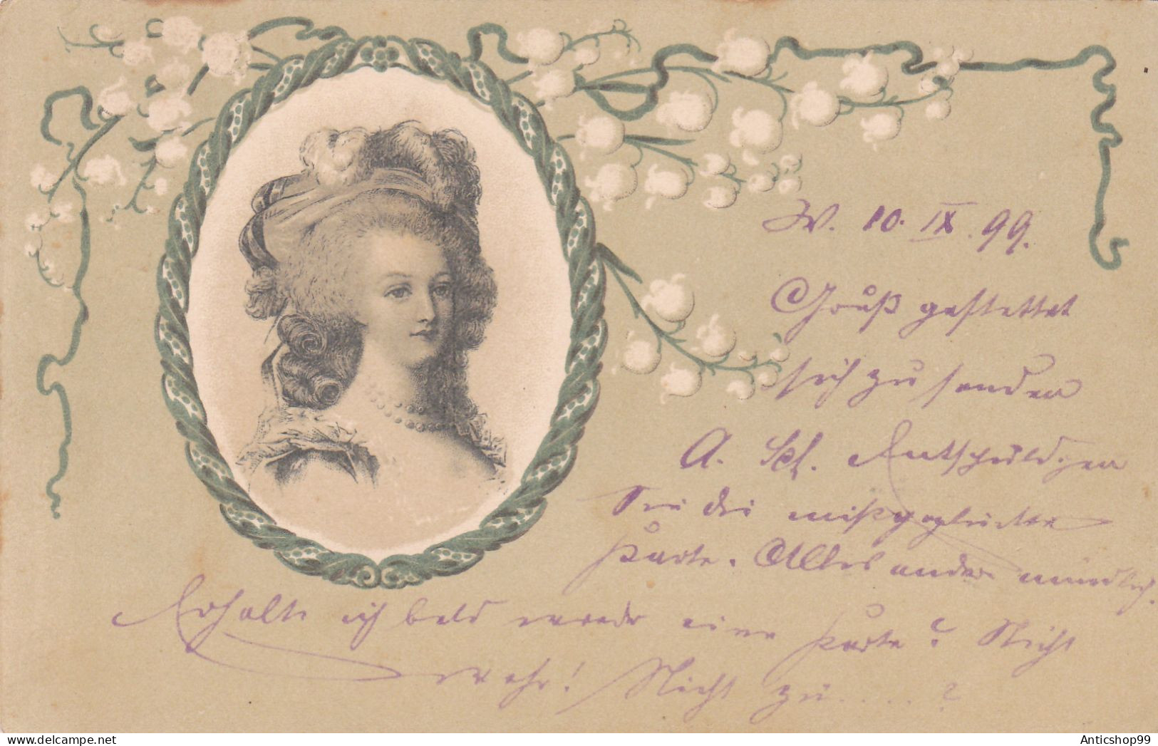 FANTASY LADY PORTRAIT, 1903, VINTAGE, USED, POST CARD - Maîtres Cartographes, Les