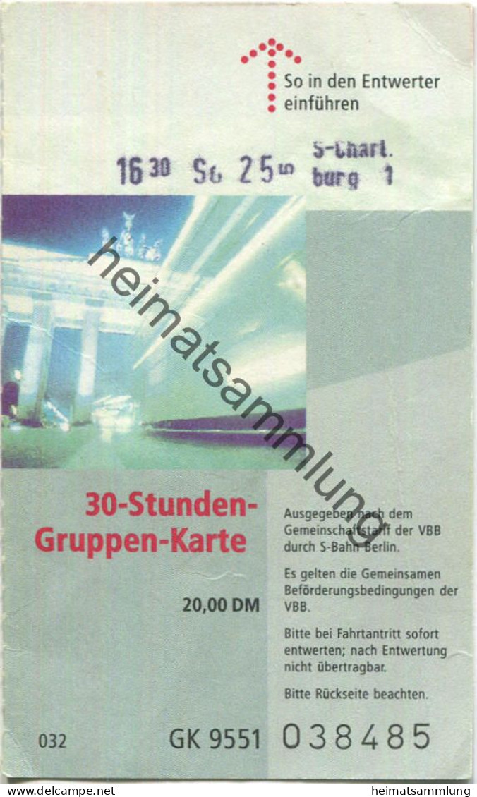 Deutschland - Berlin - S-Bahn Berlin GmbH - VBB - 30 Stunden Gruppen-Karte 20,00DM 1995 - Europa