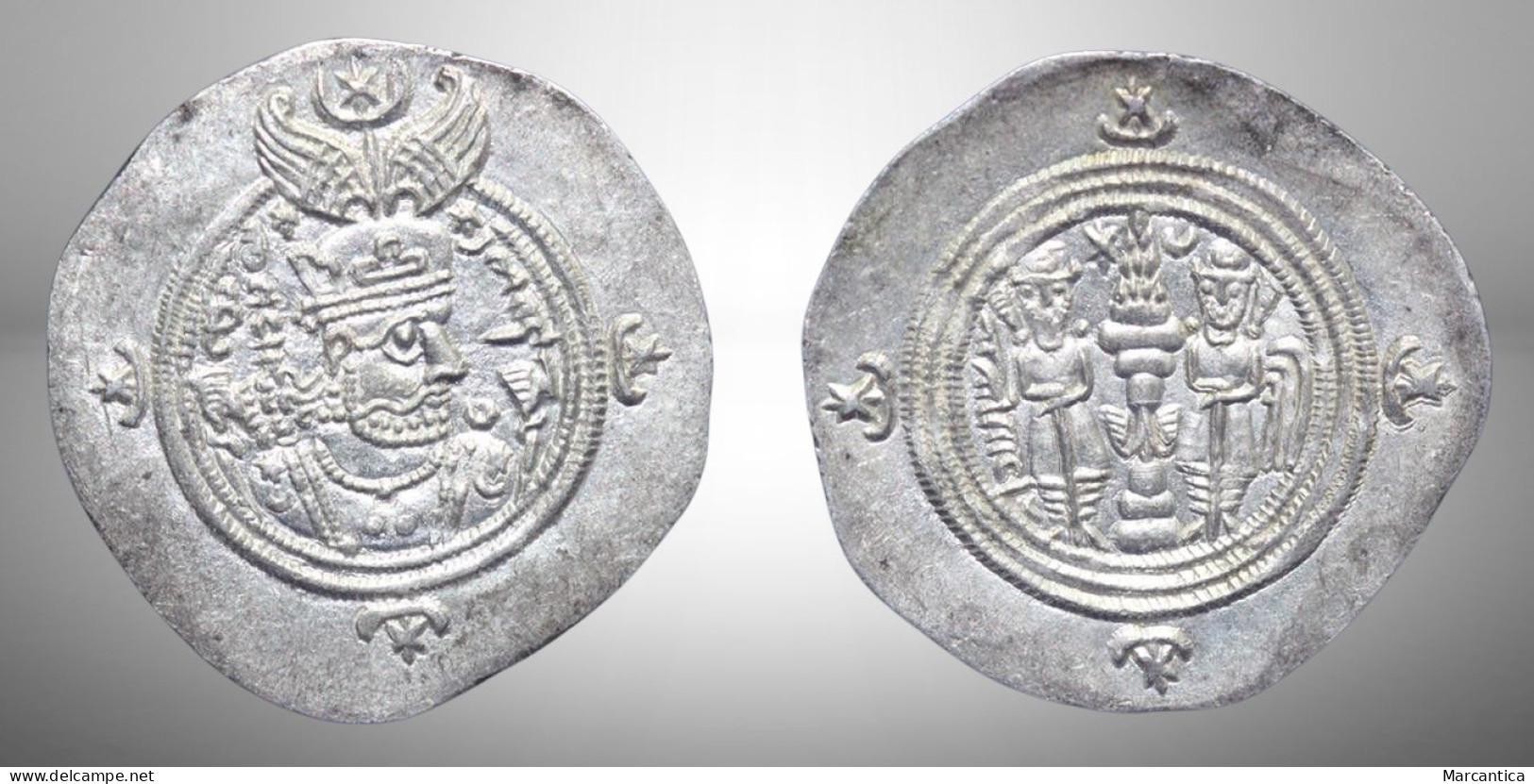 SASANIAN KINGS: Khosrow II (590-628) AR Drachm. Mint Balkh, Date 28. - Autres & Non Classés