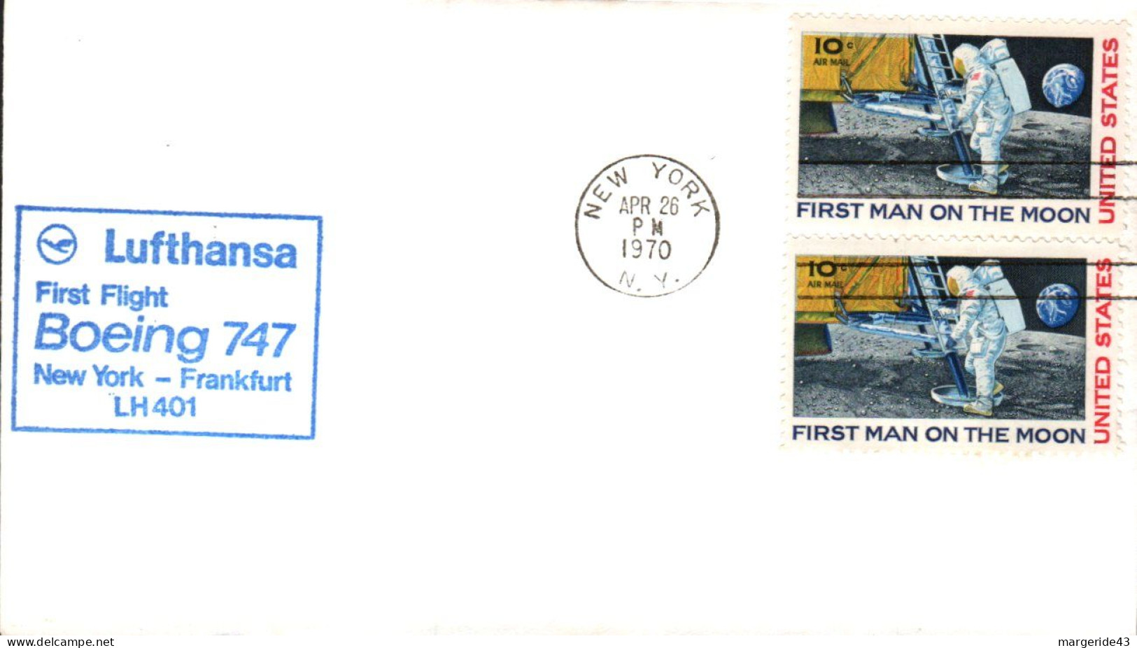 USA ETATS UNIS 1 ER VOL LUFTHANSA  747 NEW YORK-FRANKFURT1970 - Event Covers
