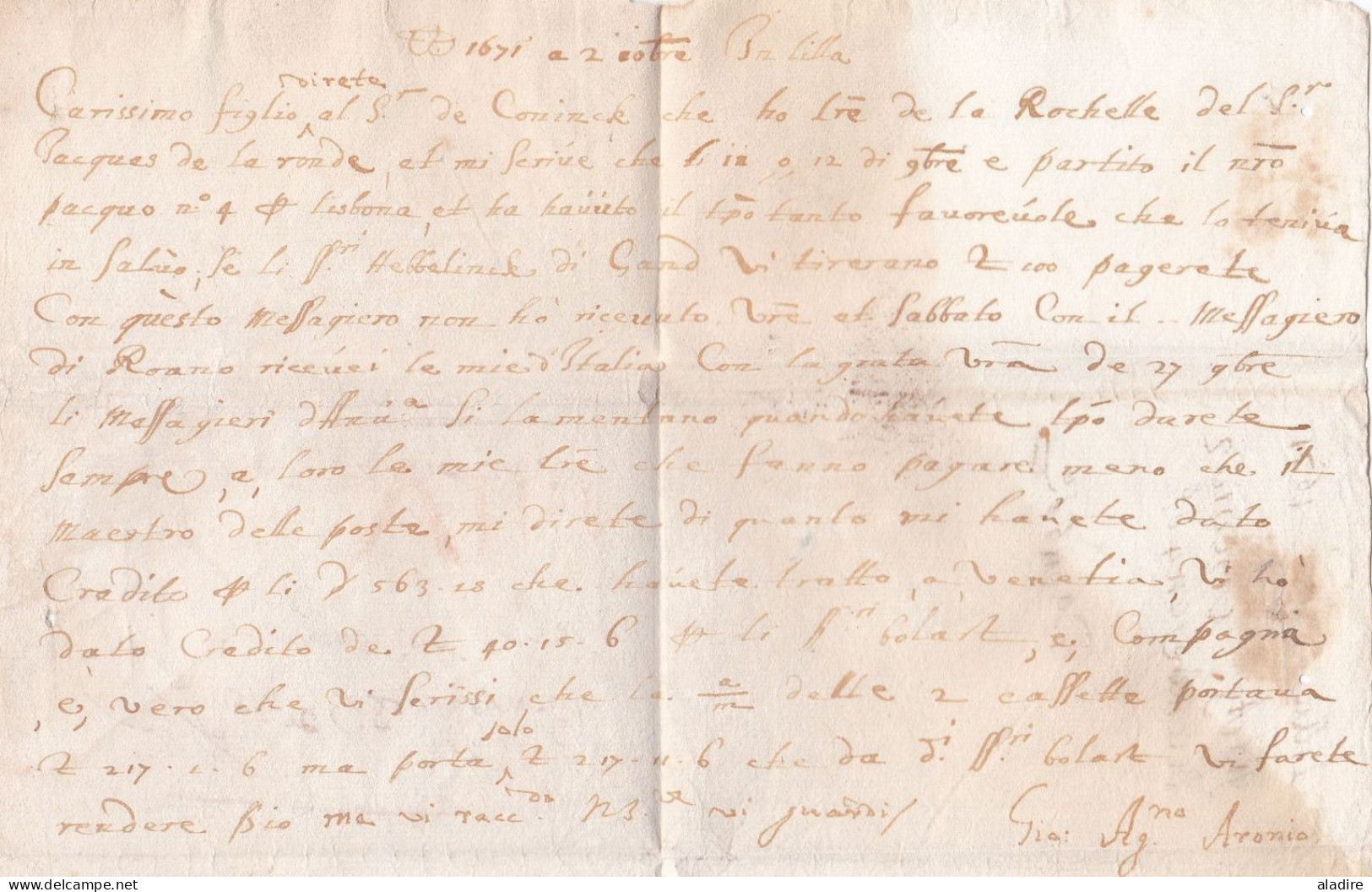 1671 - LAC En Espagnol De LILLE, Lilla, France Vers ANVERS Anversa Antwerpen, Pays Bas Espagnols - ....-1700: Précurseurs