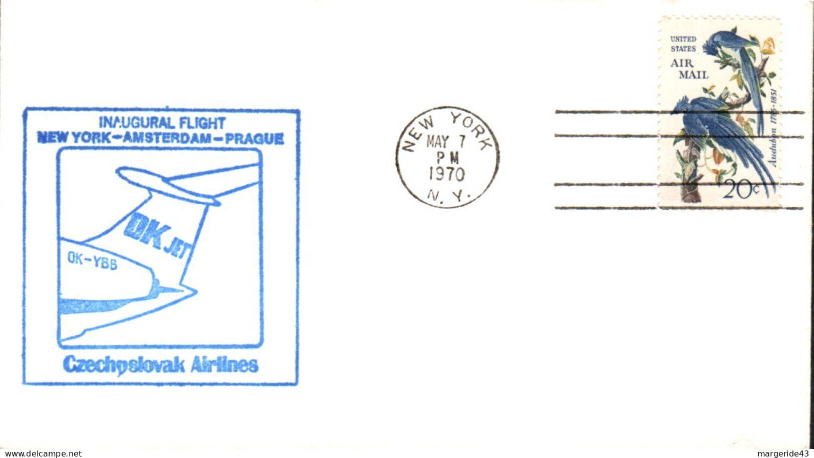 USA ETATS UNIS VOL INAUGURAL CZECHOSLOVAK AIRLINES NEW YORK-AMSTERDAM-PRAGUE 1970 - Event Covers