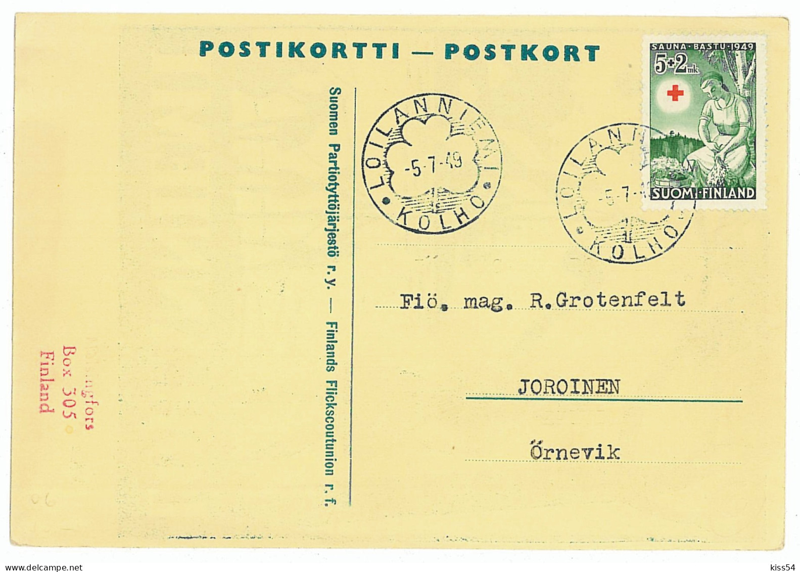 SC 15 - 614a FINLAND, Scout - Cover - 1949 - Covers & Documents