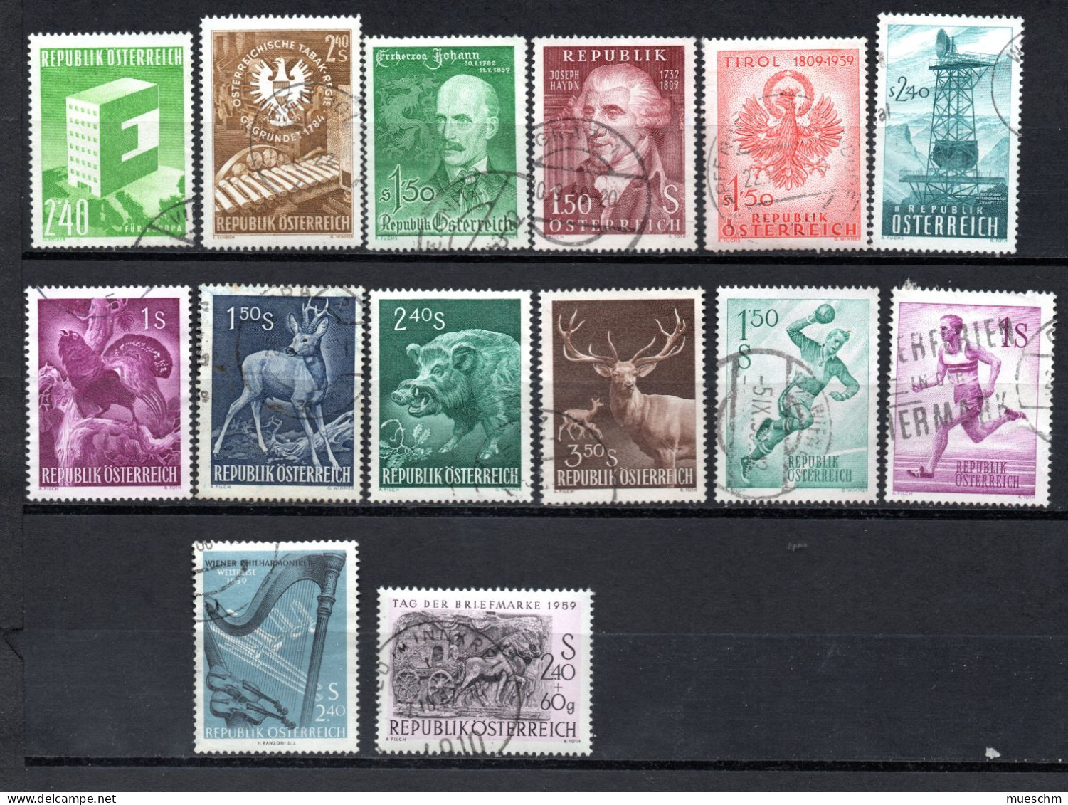 Österreich, 1959, Kompl. Jahrgang, Gestempelt, MiNr. 1059-1072 (19236E) - Ganze Jahrgänge