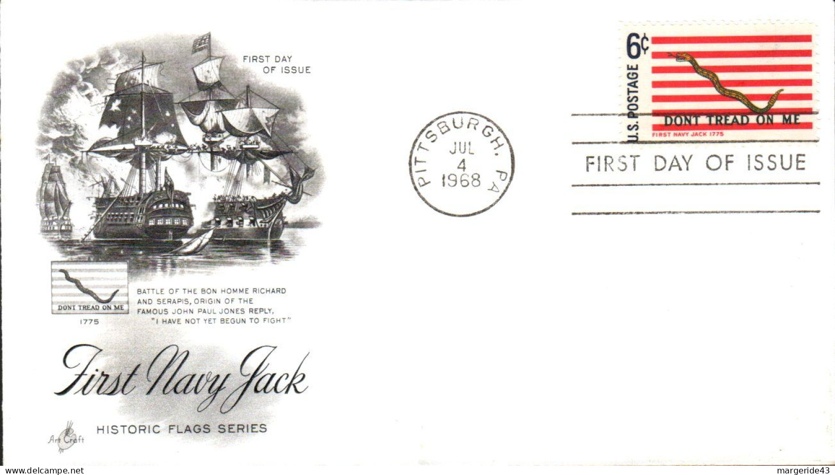 USA ETATS UNIS FDC 1968 FIRST NAVY JACK - 1961-1970