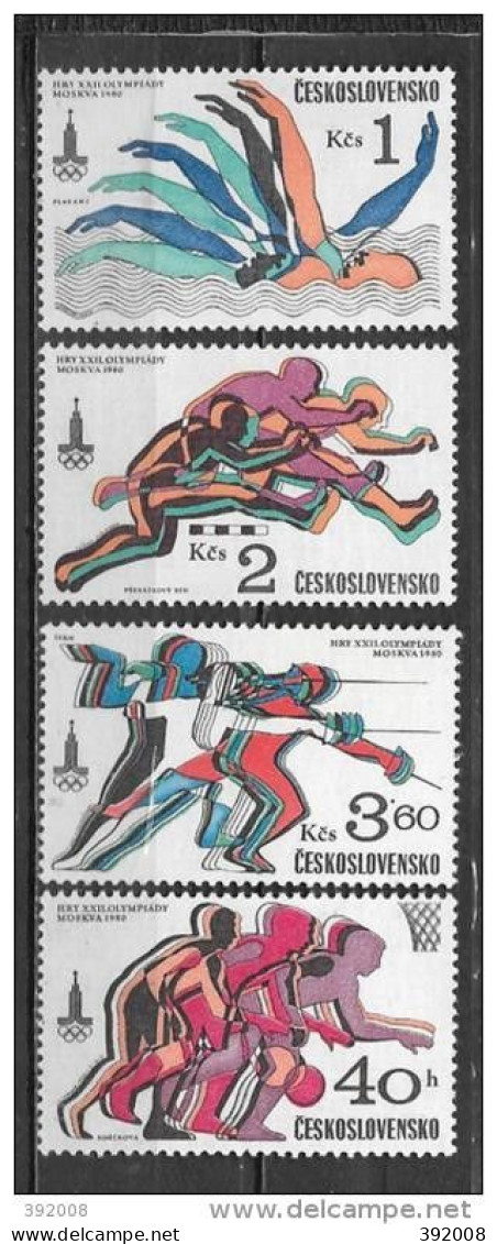 TCHECOSLOVAQUIE - N° 2371 à 2374**MNH - Summer 1980: Moscow