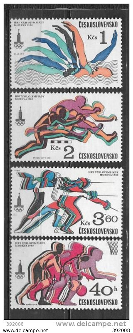 TCHECOSLOVAQUIE - N° 2371 à 2374**MNH - Verano 1980: Moscu