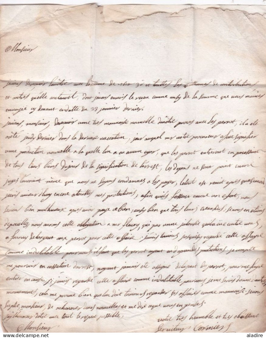 Circa 1740 - Marque Postale DU MANS (20 X 2 Mm) Sur Lettre Pliée Avec Correspondance Vers Fontenay Le Comte - Taxe 8 - 1701-1800: Vorläufer XVIII