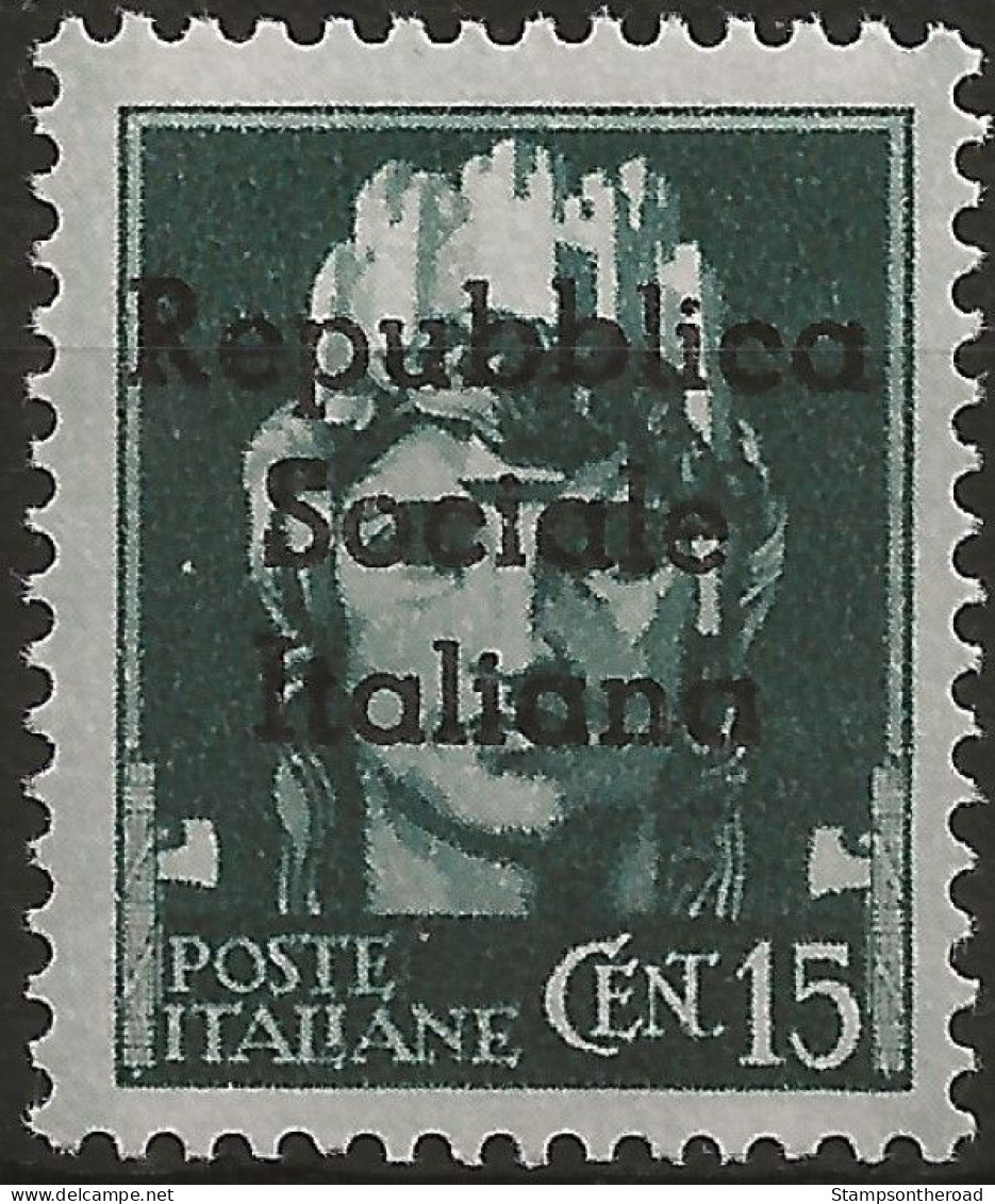 RSITE1N - 1944 RSI / Teramo, Sass. Nr. 1, Francobollo Nuovo Senza Linguella **/ - Emissions Locales/autonomes