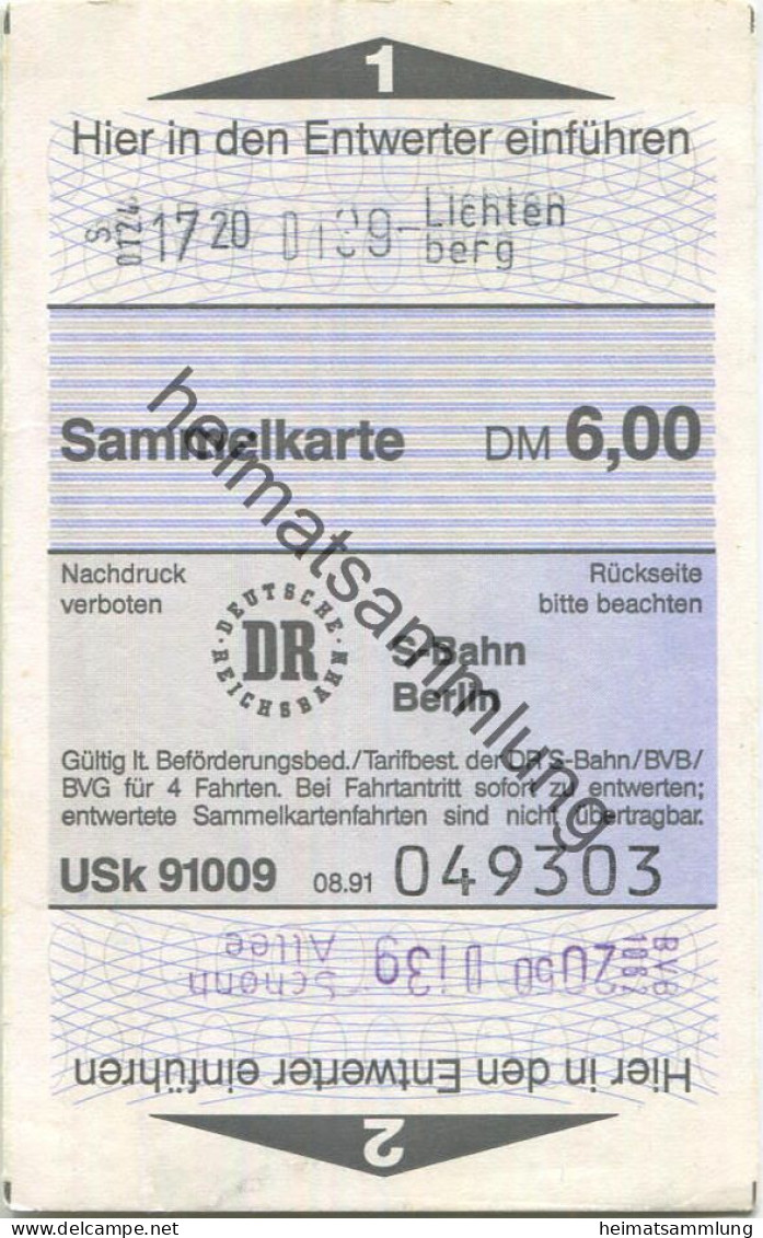 Deutschland - Berlin - DR Deutsche Reichsbahn - S-Bahn Berlin - Sammelkarte 1991 - Europe