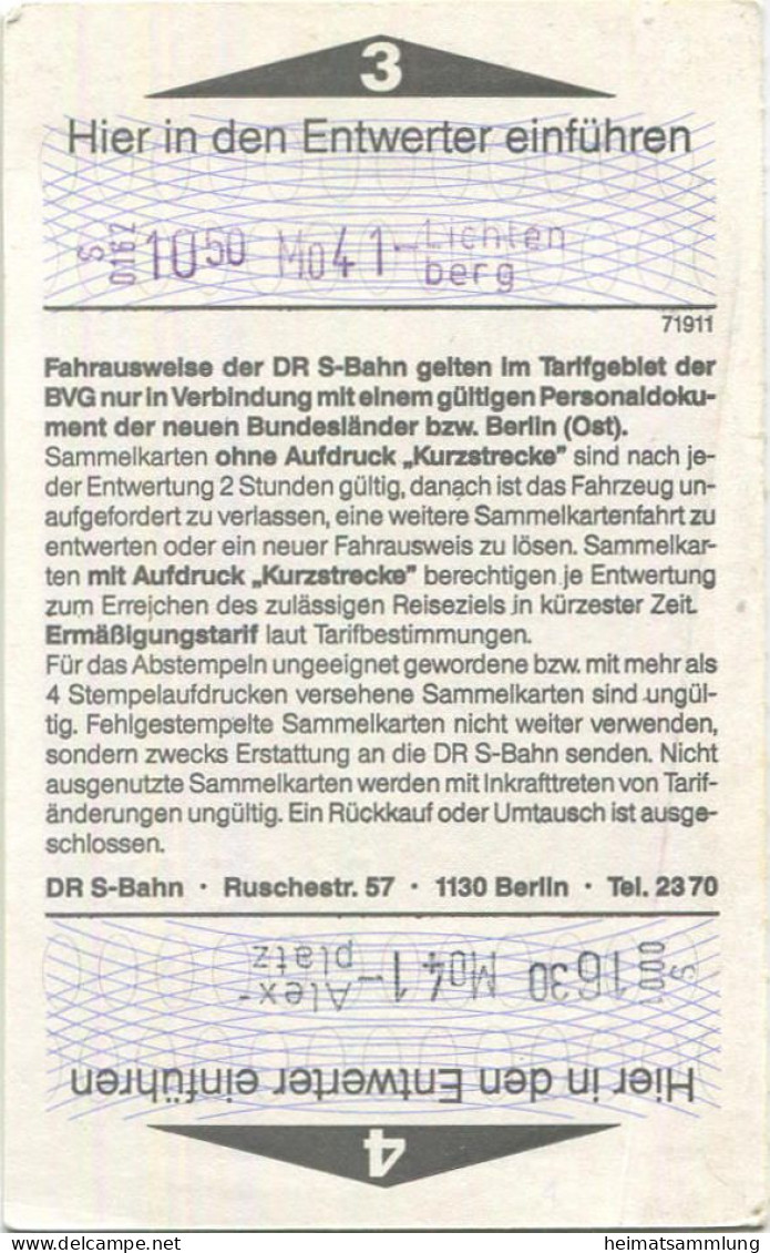 Deutschland - Berlin - DR Deutsche Reichsbahn - S-Bahn Berlin - Sammelkarte 1991 - Europa