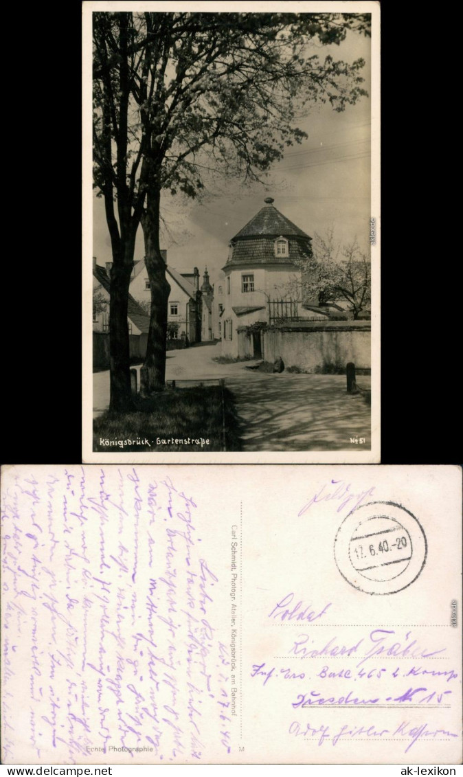 Ansichtskarte Königsbrück Kinspork Partie In Der Gartenstraße Oberlausitz 1940 - Koenigsbrueck