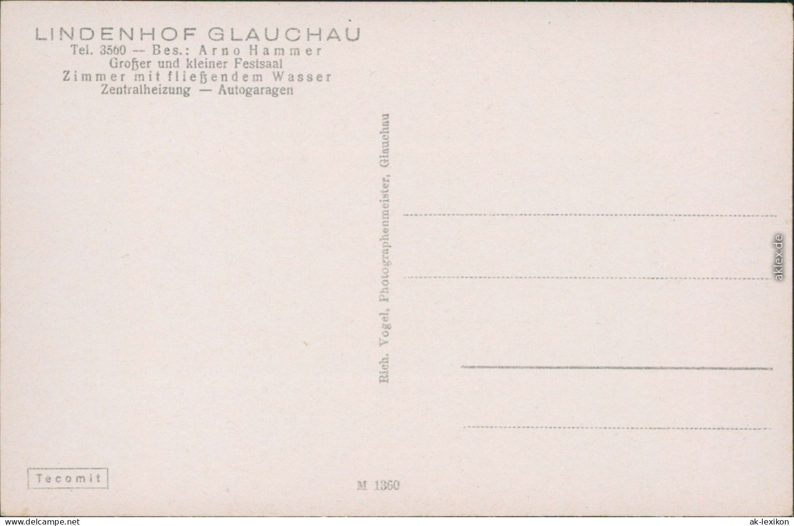 Ansichtskarte Glauchau Gaststätte Lindenhof 1930 - Glauchau