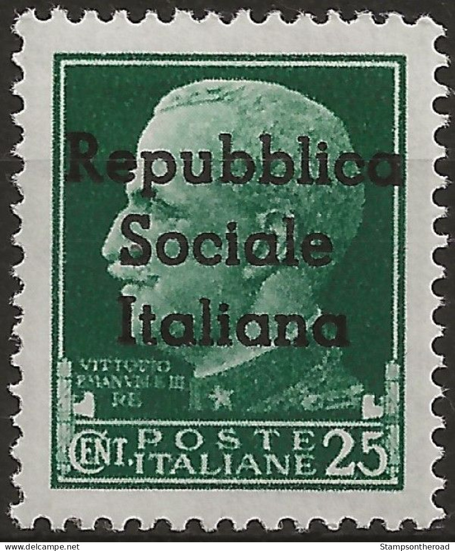 RSITE3N - 1944 RSI / Teramo, Sassone Nr. 3, Francobollo Nuovo Senza Linguella **/ - Emisiones Locales/autónomas