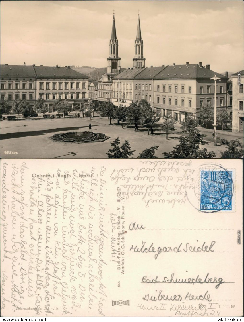 Ansichtskarte Oelsnitz (Vogtland) Partie Am Marktplatz 1957  - Oelsnitz I. Vogtl.