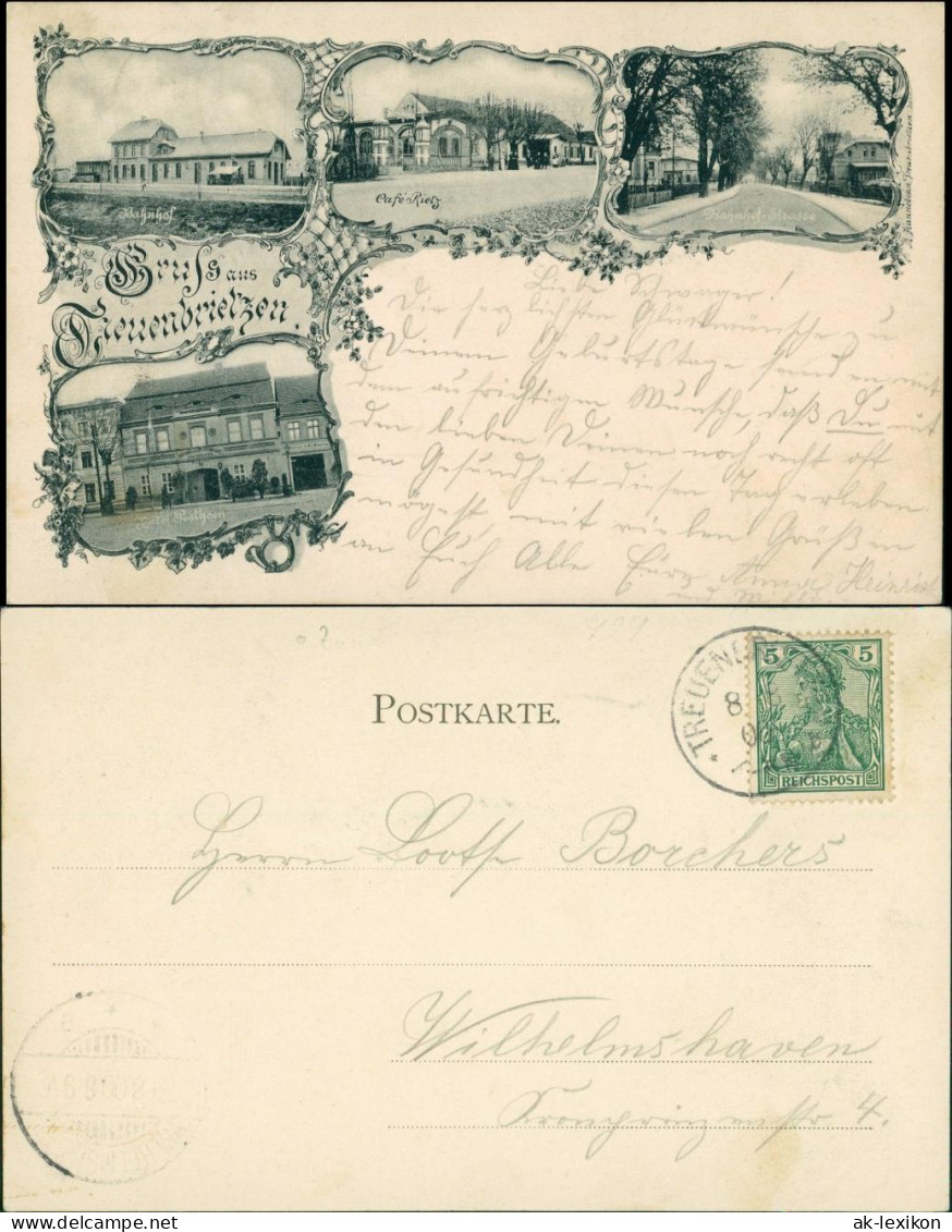 Ansichtskarte Treuenbrietzen 4B Straßen, Gaststätten Potsdam Mittelmark 1908 - Treuenbrietzen