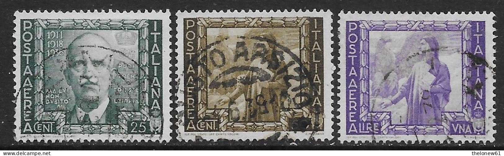 Italia Italy 1938 Regno Impero Aerea 3val Sa N.A111-A113 US - Poste Aérienne