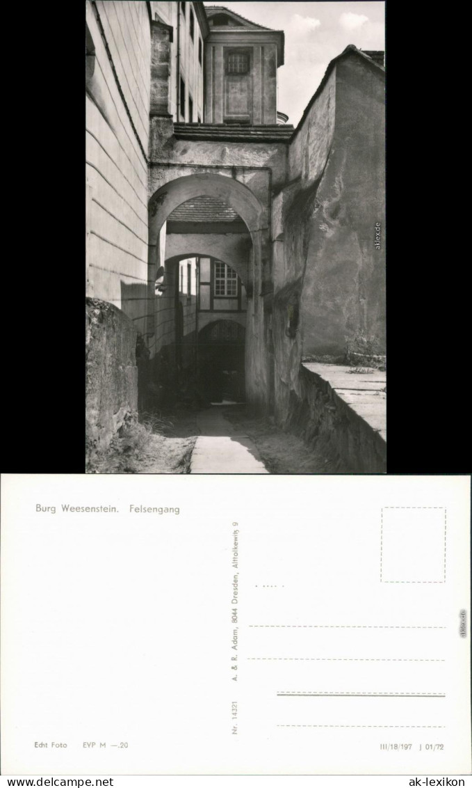 Ansichtskarte Weesenstein (Müglitz) Schloss Weesenstein - Felsengang 1977 - Weesenstein A. D. Mueglitz